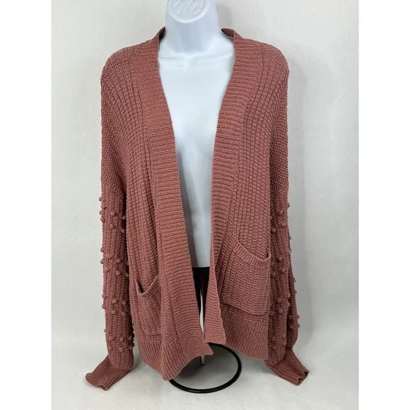 Madewell Cardigan Sweater Womens XS Pink Open Front Knit Pockets - Picture 1 of 11